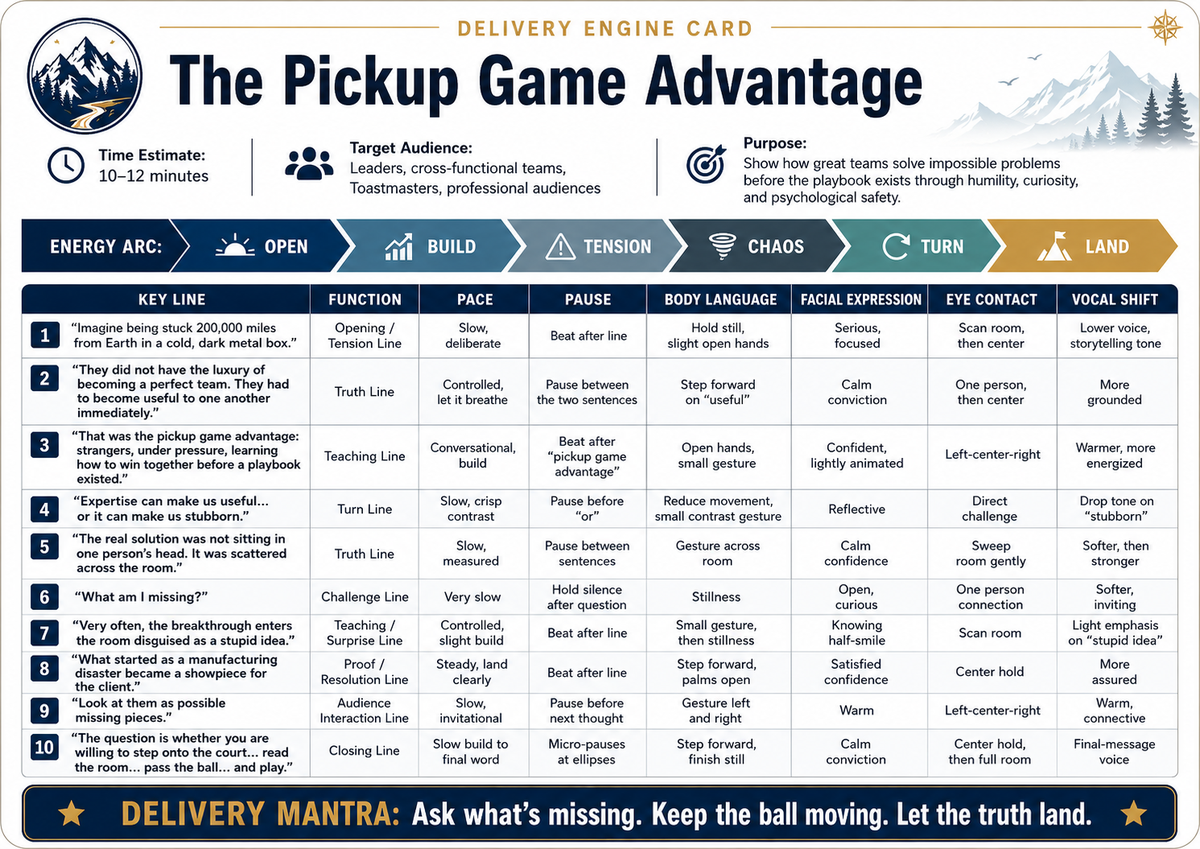 Delivery Engine Card for The Pickup Game Advantage