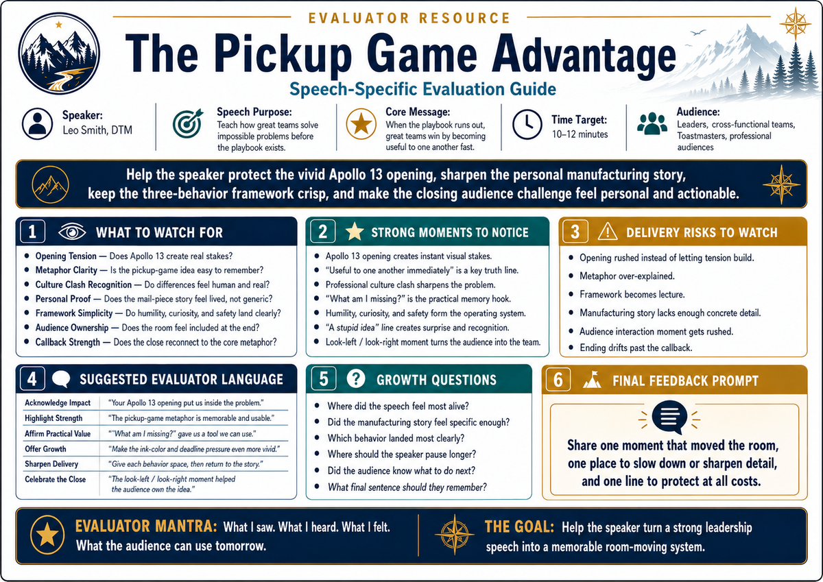 Evaluator Resource for The Pickup Game Advantage